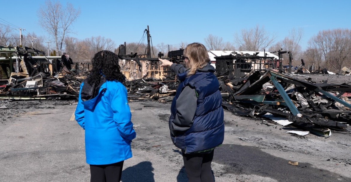 A massive fire tore through the former Gordie Harper's Bazaar in Newfane over the weekend