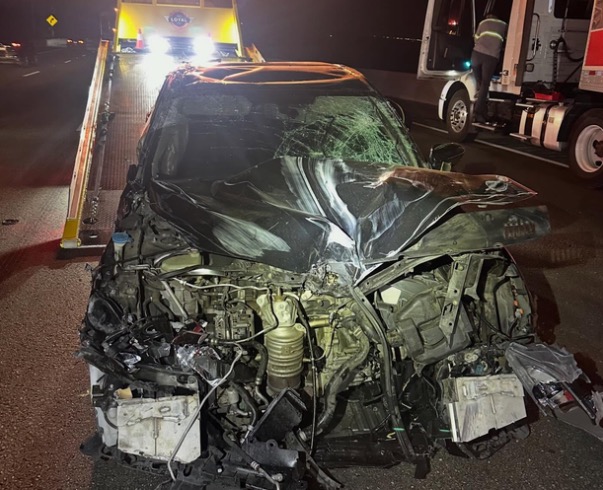 The crash happened on eastbound Highway 580 early Wednesday morning.