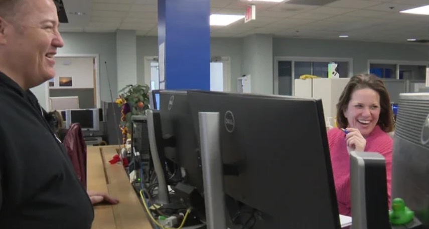 WBZ photojournalist Jared Higginbotham returned to work after receiving a kidney from his co-worker