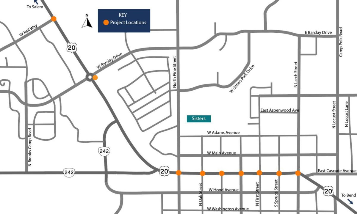 Driver alert: ODOT to begin nighttime curb ramp upgrades on U.S. Highway 20 in Sisters