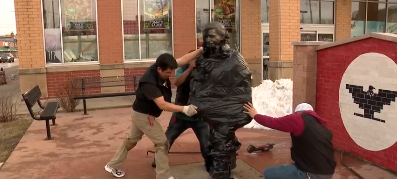 The owner of El Rey tells WISN 12 News the statue will be replaced with one of a migrant family
