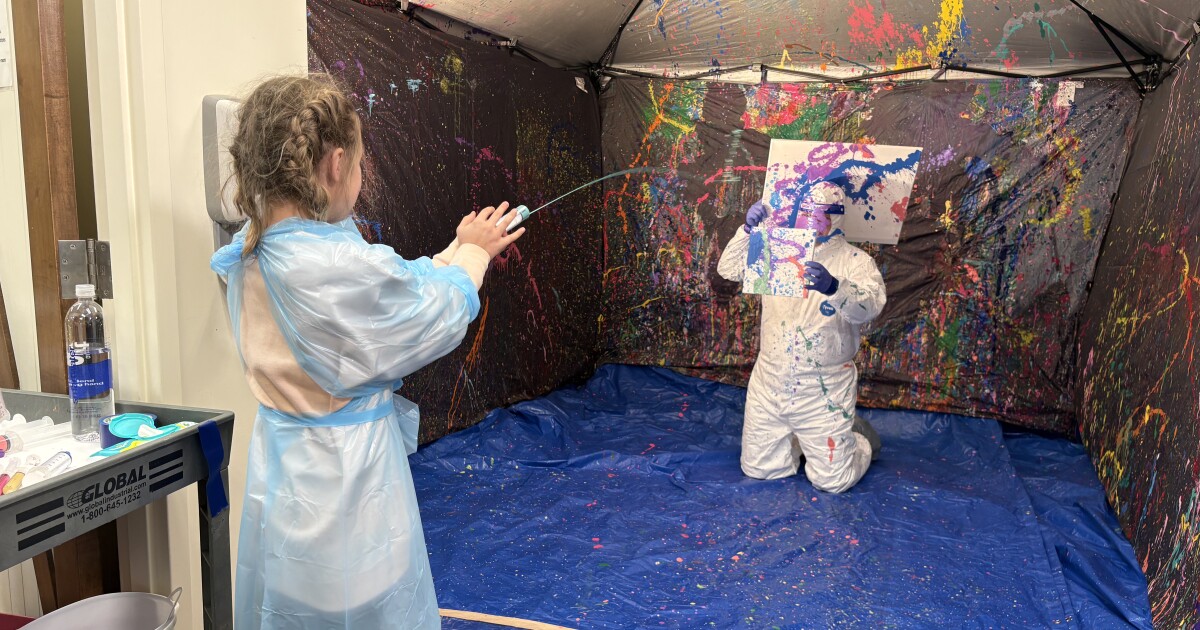 Pediatric hospitalist physician Dr. Bethany Hodge was one of the employees who geared up and entered the splash zone.