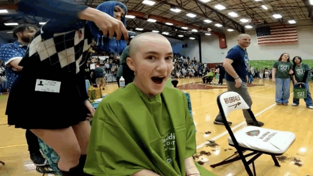 Students at Riverdale High School in Murfreesboro shaved their heads Friday to raise money and awareness for childhood cancer research through the St. Baldrick's Foundation.