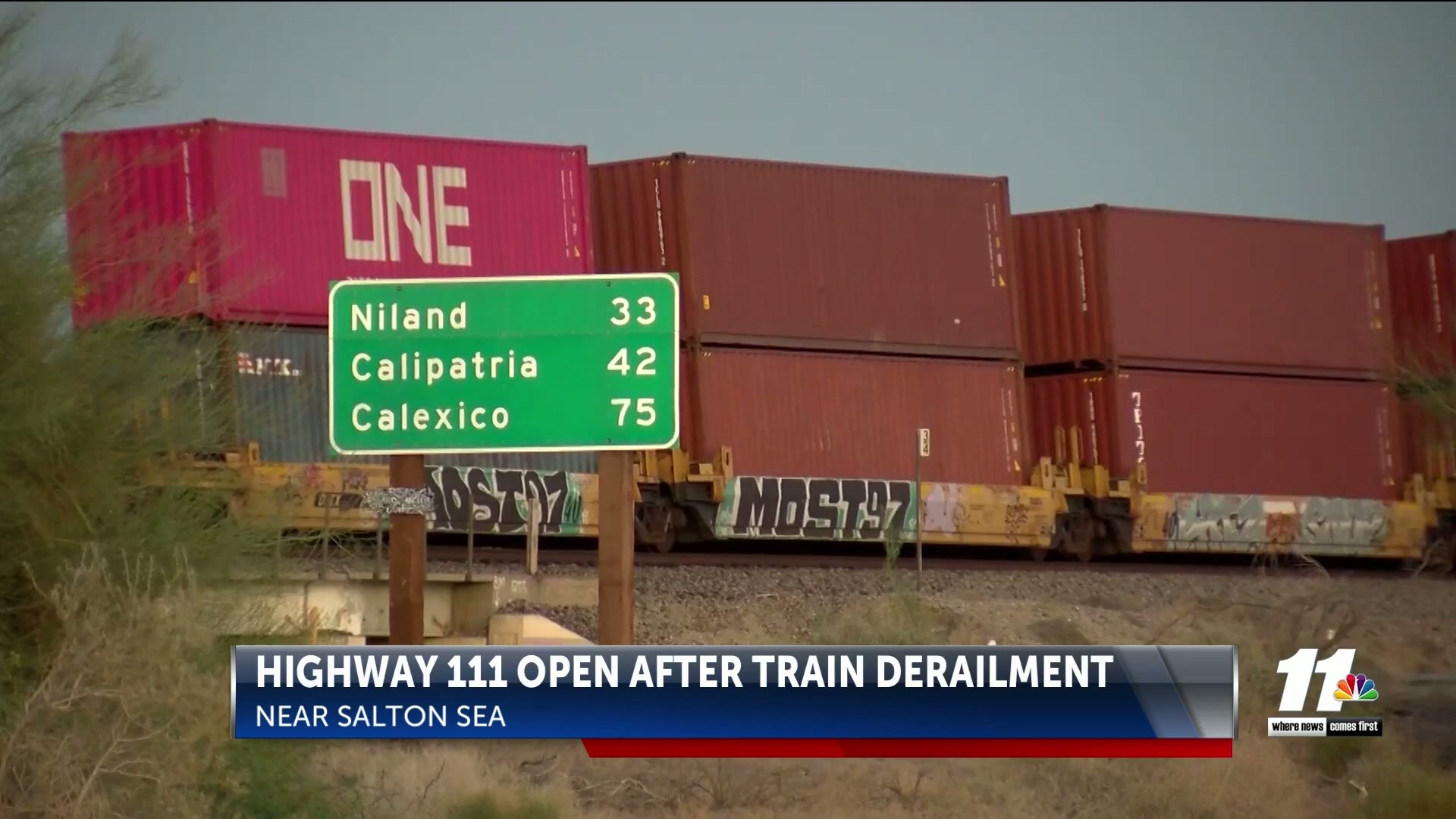 Highway 111 now open following train derailment near Salton Sea