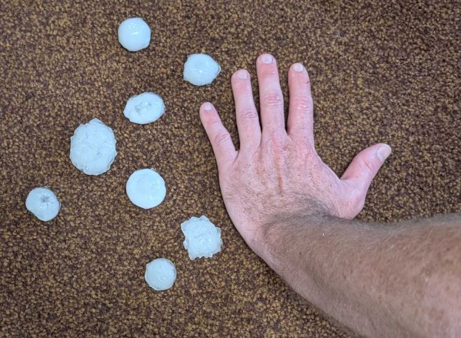 Hail seen from Mid-Missouri storms