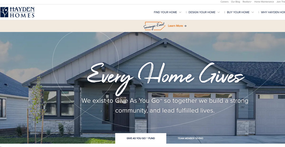 Hayden Homes launches ‘Give As You Go Fund