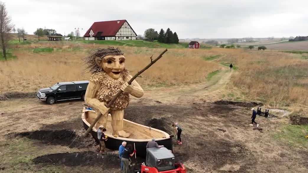 The troll is constructed from what Danish artist Thomas Dambo calls "garbage wood