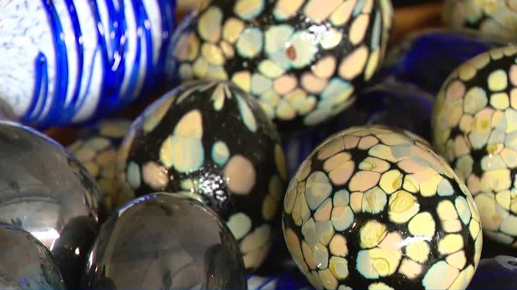 More than 600 of the eggs hidden across town are hand-blown glass creations.