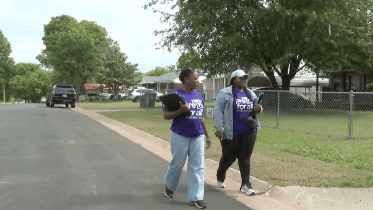 Tulsa Public Schools parents partnered with the non-profit ImpactTulsa to spread the word about free preschool/childcare
