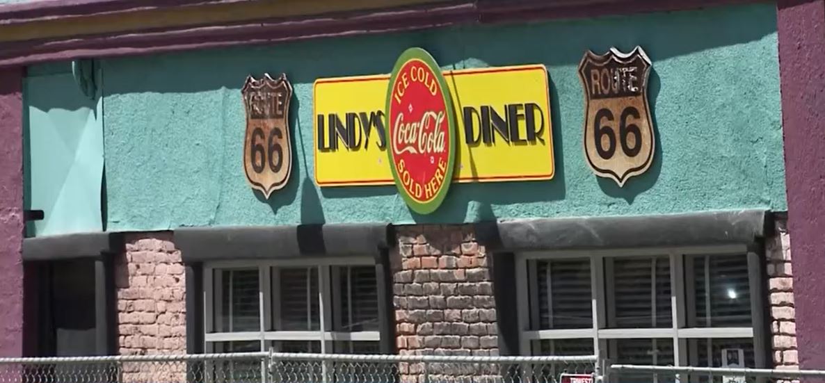The wall toward the East Side of Lindy's Diner collapsed on Monday