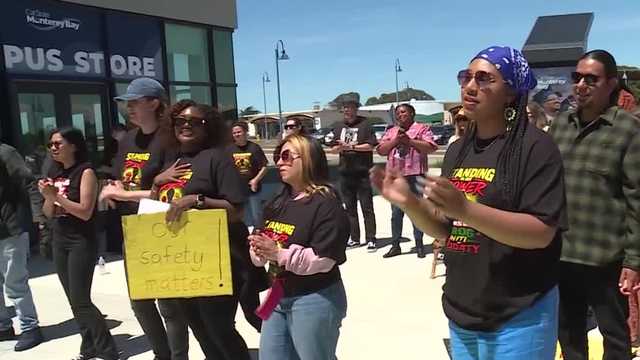 Students at Cal State Monterey Bay protested outside the Otter Student Union