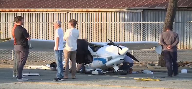 A fire spokesperson said the plane either made an emergency landing or a hard landing and was able to come down in a vacant lot in front of the airport.