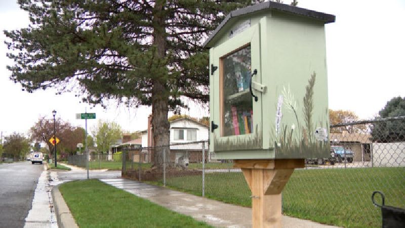 Angela Jensen was at home on Tuesday when a man stopped in front of her Little Free Library.