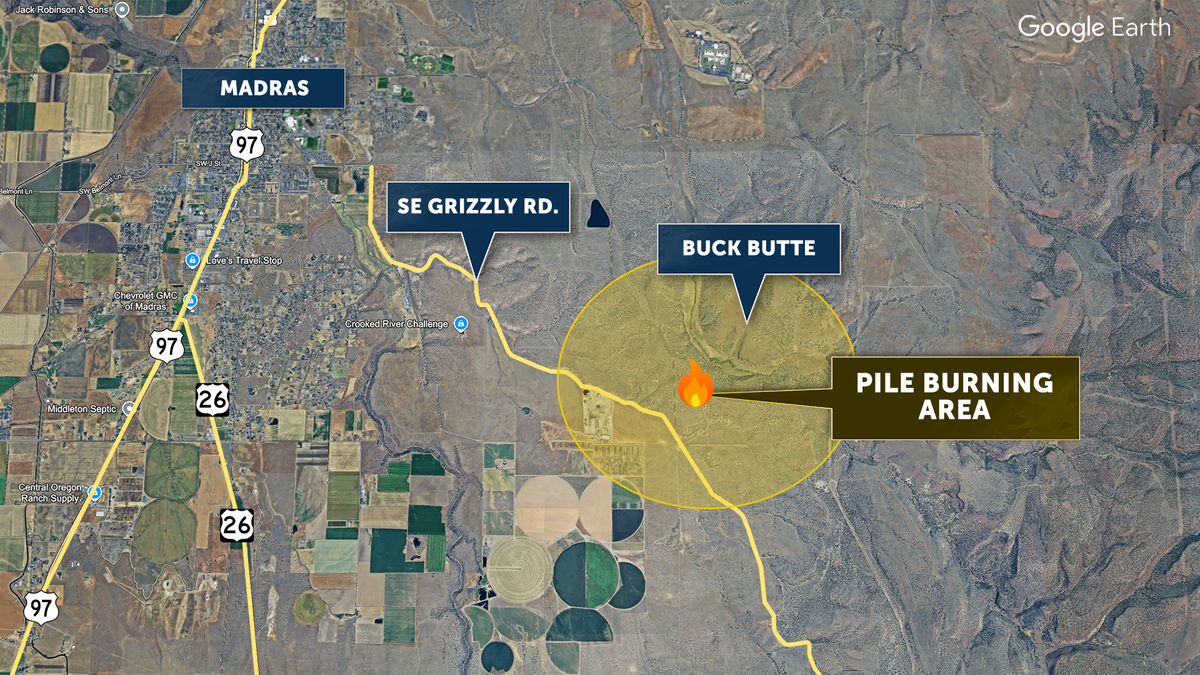 Fire crews to conduct prescribed burn near Madras Tuesday; drivers advised to use caution