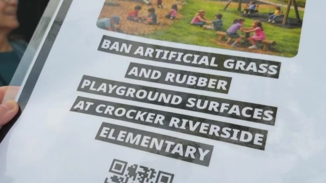 A group of Sacramento parents is pushing back on a plan to replace all the grass playing surfaces at Crocker/Riverside Elementary School with artificial turf.