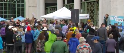 Several dozen people gathered at Lake Como in St. Paul
