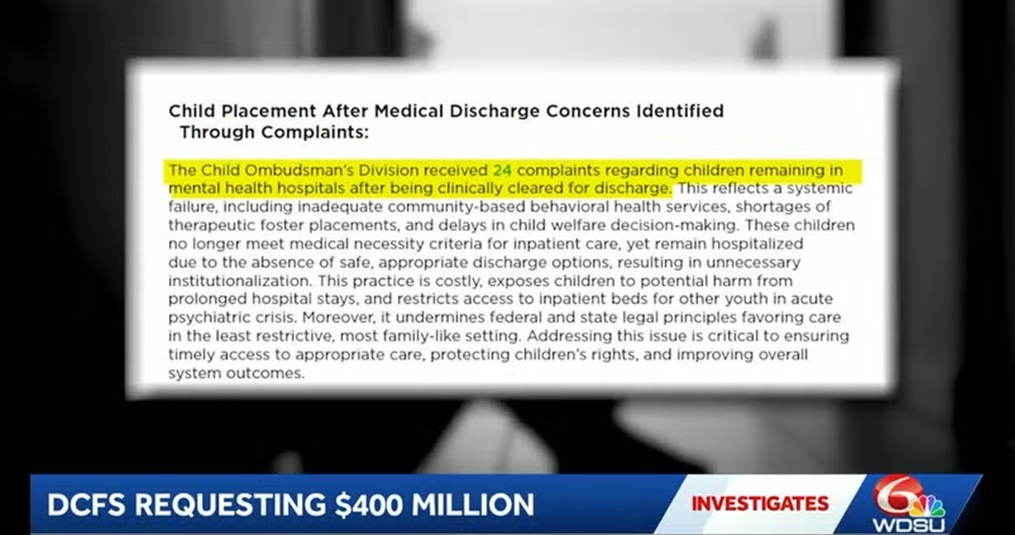 A newly released report by the State of Louisiana Child Ombudsman outlines significant concerns with the Louisiana Department of Children and Family Services.