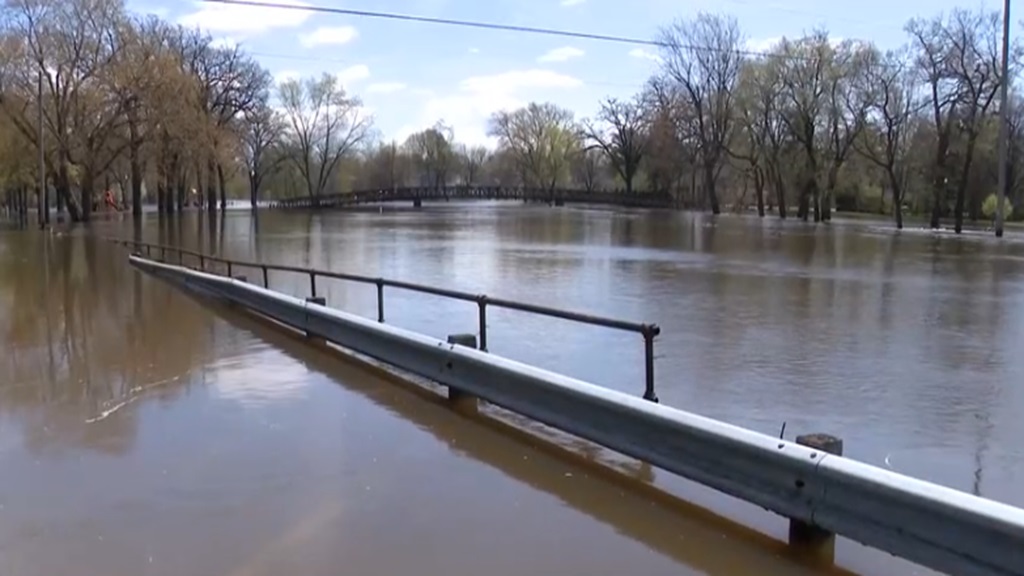 The Fox River continues to flood streets