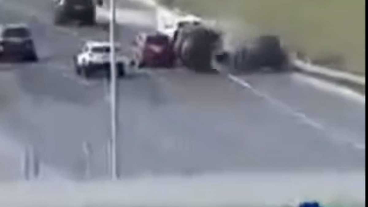 A Wisconsin Department of Transportation camera captured the moment a law enforcement vehicle crashed and rolled over during a pursuit Wednesday afternoon on Interstate 43 in Milwaukee.