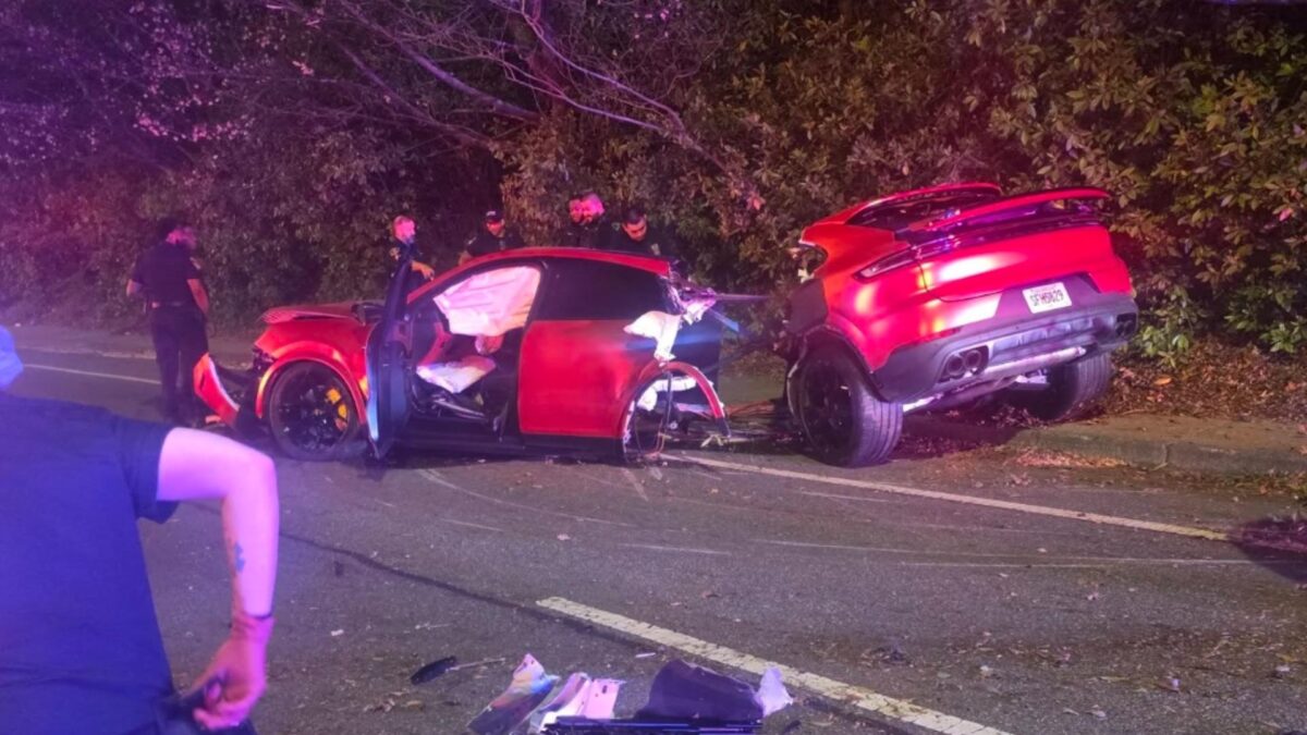 A driver remarkably escaped with only minor injuries after a Porsche split in half during a crash.
