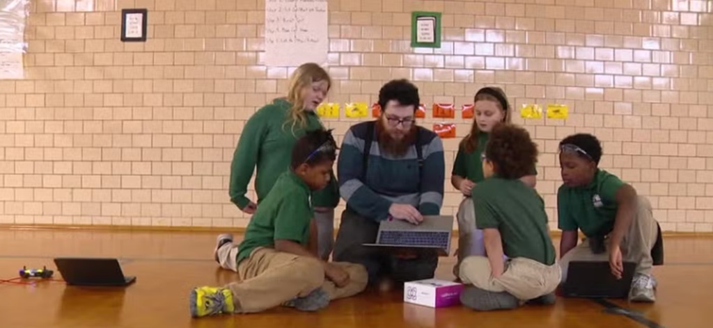 The students have coded drones to rise