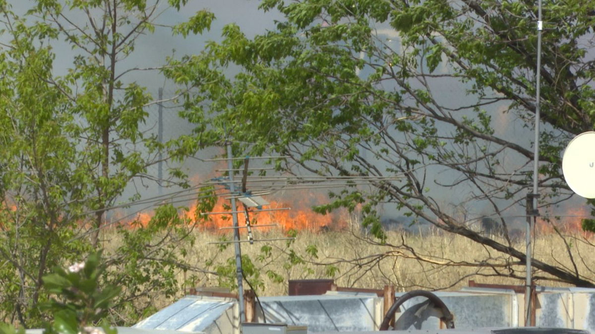 Grass fire sparks near I-25 and Cimarron