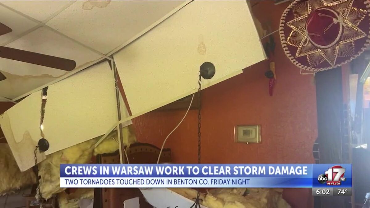 Warsaw crews work to clear damage after two tornadoes hit Friday
