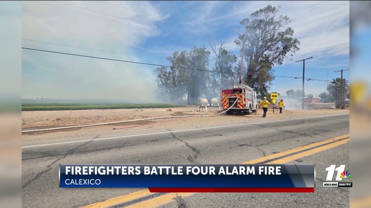 Imperial County firefighters battle four-alarm fire east of Calexico