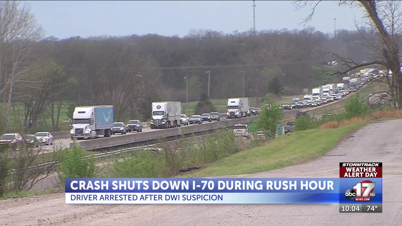 Several injured in 3-vehicle crash leads to lane of I-70 closing