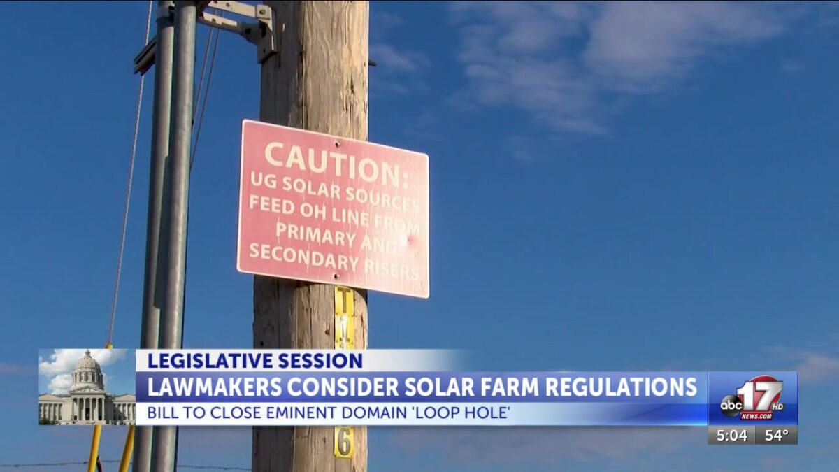 Missouri lawmakers to hear testimony on bill to prevent eminent domain for renewable energy projects