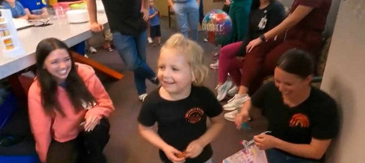 Five-year-old Madi Seivert of Granger celebrated being cancer-free after completing her final chemotherapy treatment at Blank Children's Hospital.