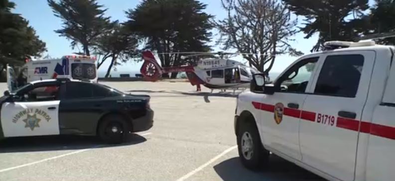 One man died after the car he was driving veered off the road in the Davenport area and plunged more than 400 feet down a steep cliff onto a beach below