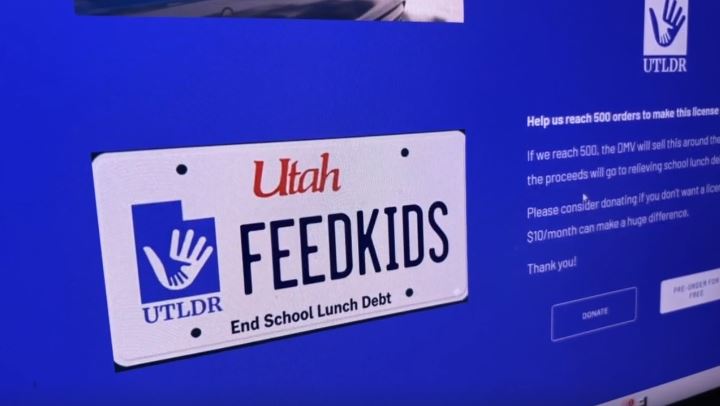 A new Utah license plate could soon help feed students across the state. The Utah Lunch Debt Relief Foundation is working with the DMV to launch a specialty plate by July 1