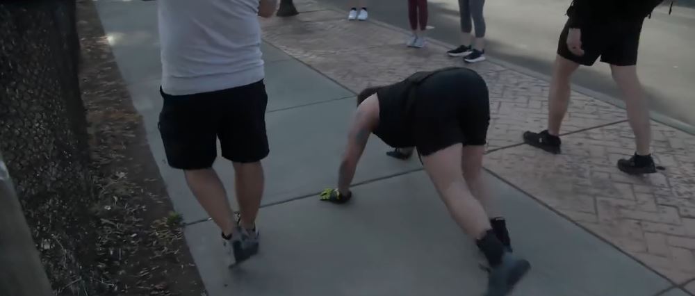 Brenton Sconce started bear-crawling the Bloomsday course on Sunday at 10 a.m.