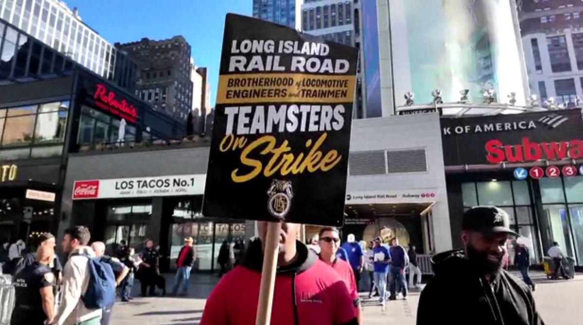 Long Island Rail Road workers picketed outside Penn Station and others on Long Island on May 17