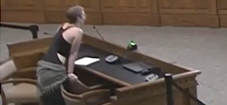 Alexandra Dalton was arrested for bringing a sword hidden inside a cane into Cincinnati City Hall.