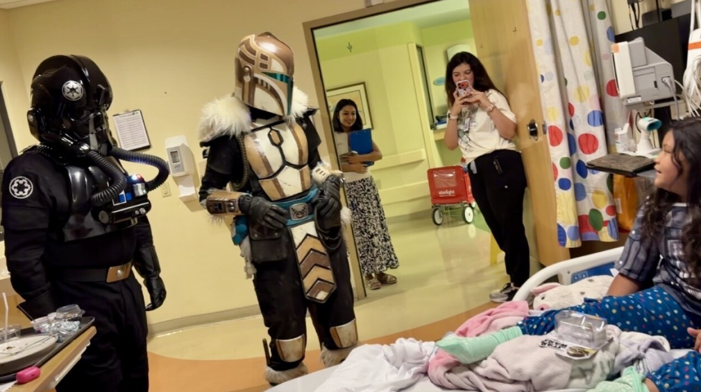 Local members of the 501st Legion and the Mando Mercs visit children at TMC.