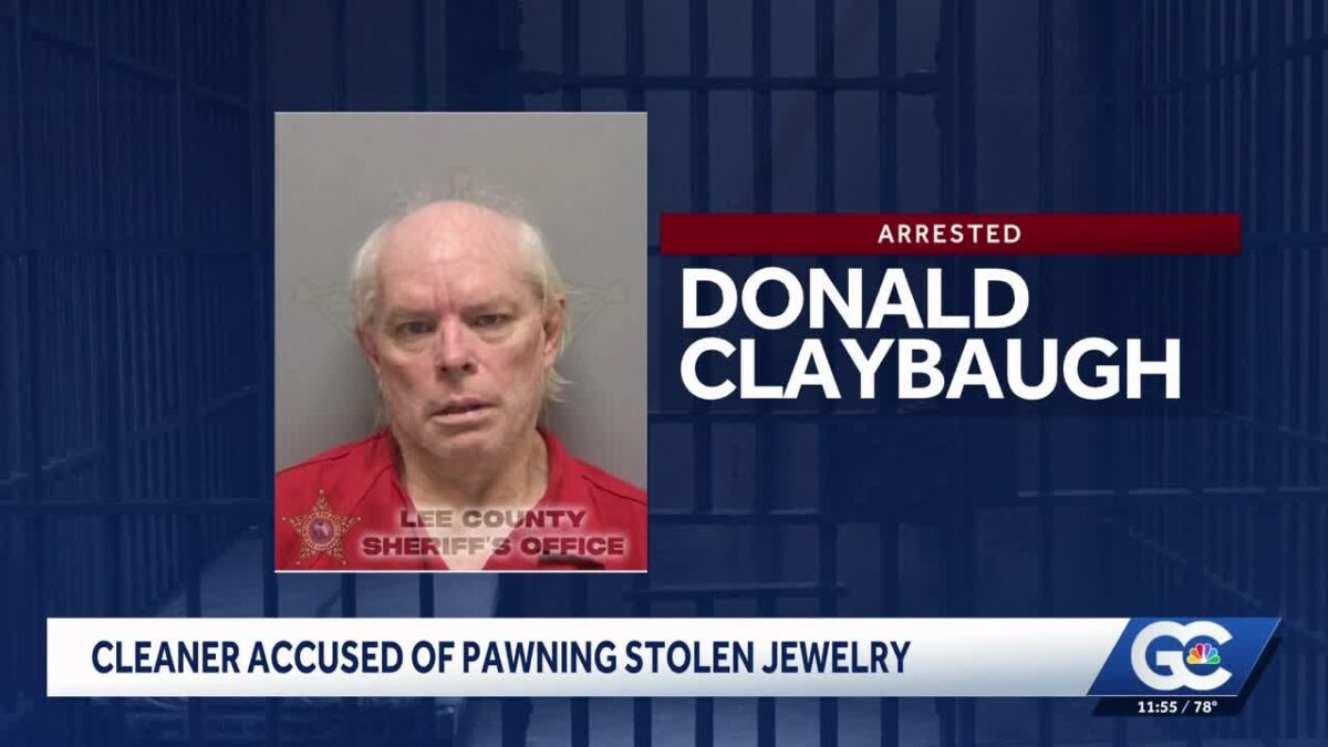 Donald Claybaugh was arrested on May 14 after being accused of stealing jewelry from a house he was hired to clean.