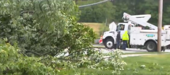 A storm in Massachusetts has left thousands without power after wind gusts brought down trees and power lines around the state.