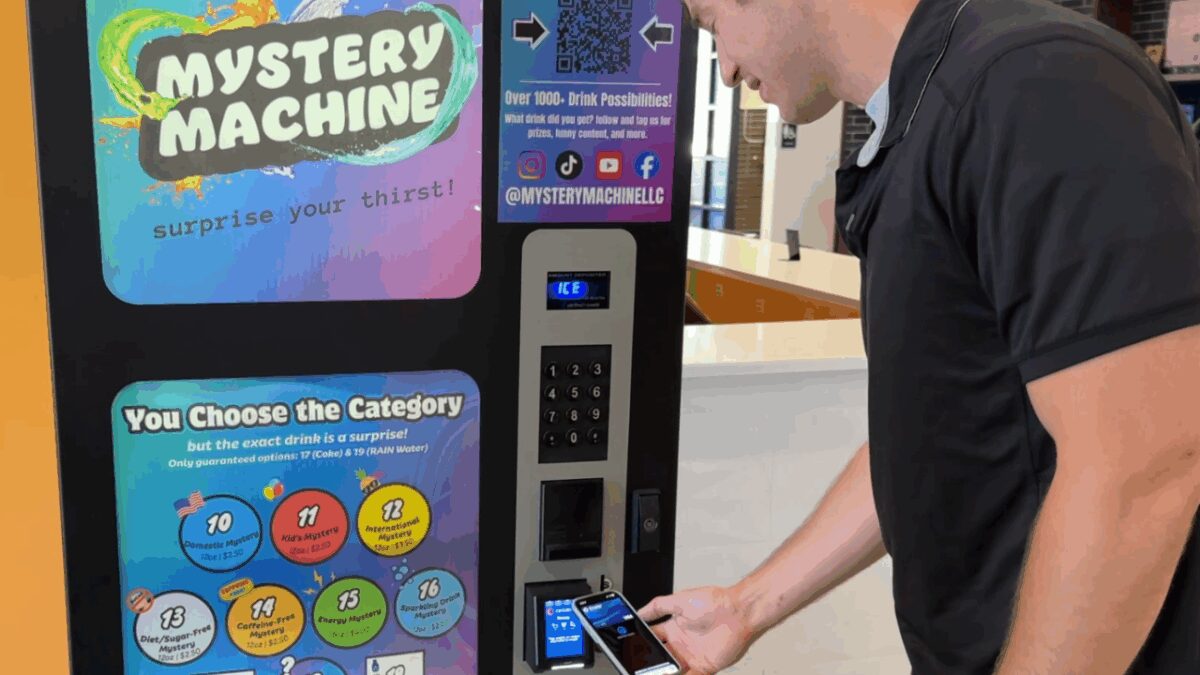 A local business is putting a unique spin on the vending machine experience by serving up surprise drinks from around the world