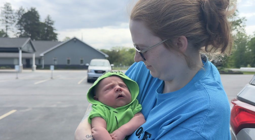 A baby boy made his grand entrance into the world in the parking lot of Corner Bible Church in Allegan