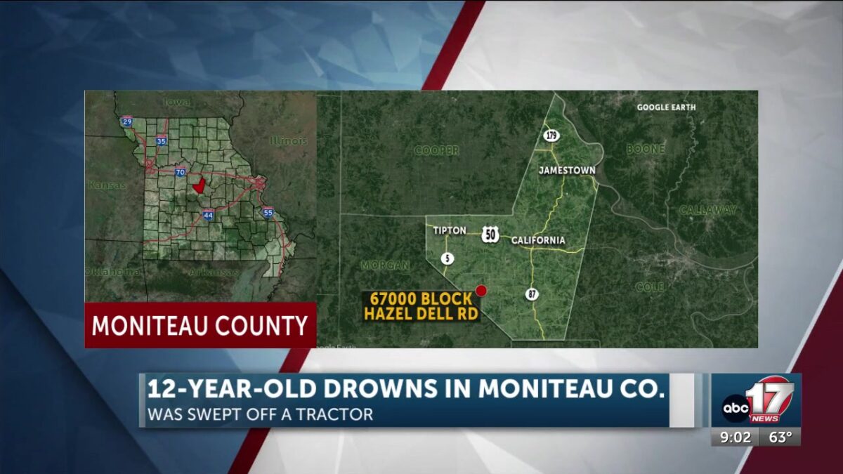 Latham child drowns after being swept off tractor in Moniteau County