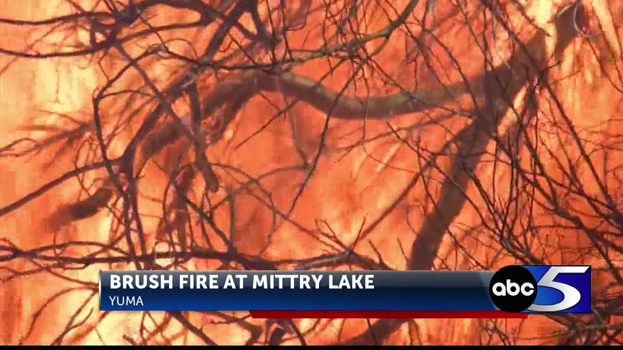 Firefighters battle brush fire at Mittry Lake
