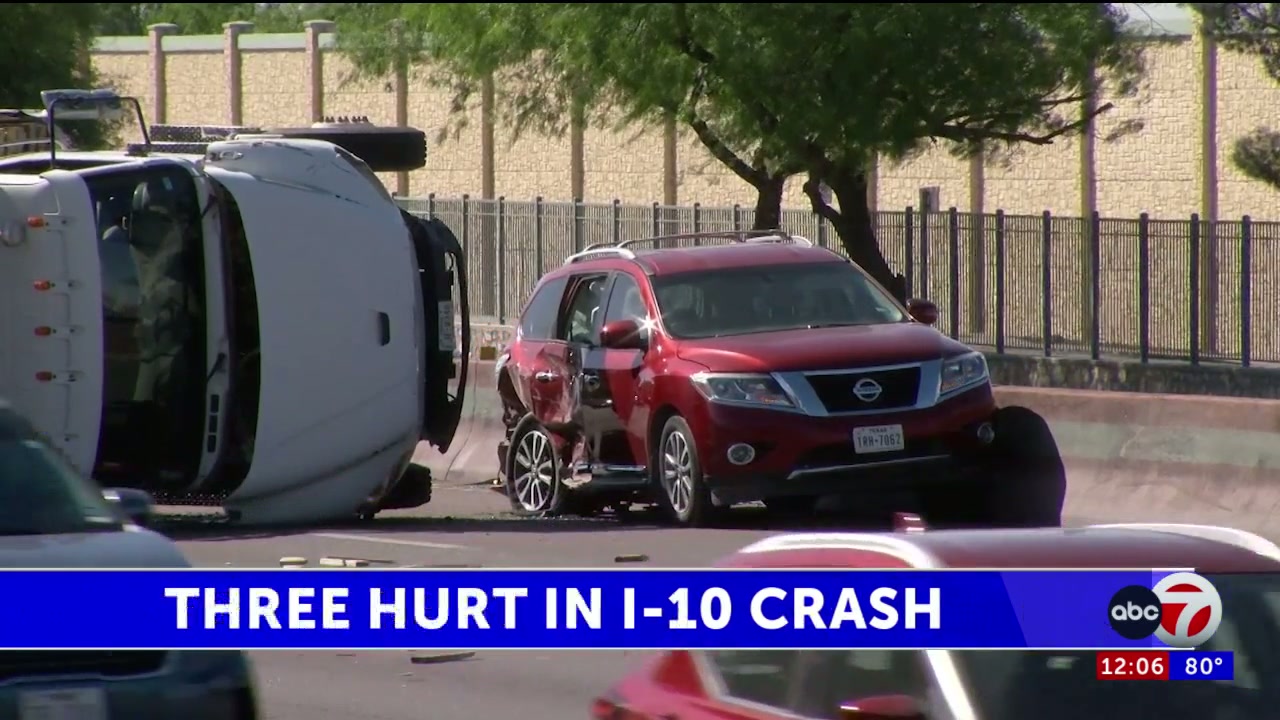Crash at I-10 West at Yarbrough sends 3 to hospital