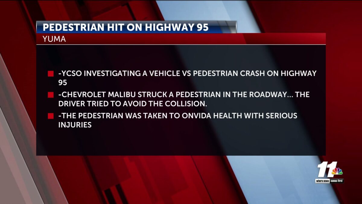 Person hospitalized after hit by car on Highway 95