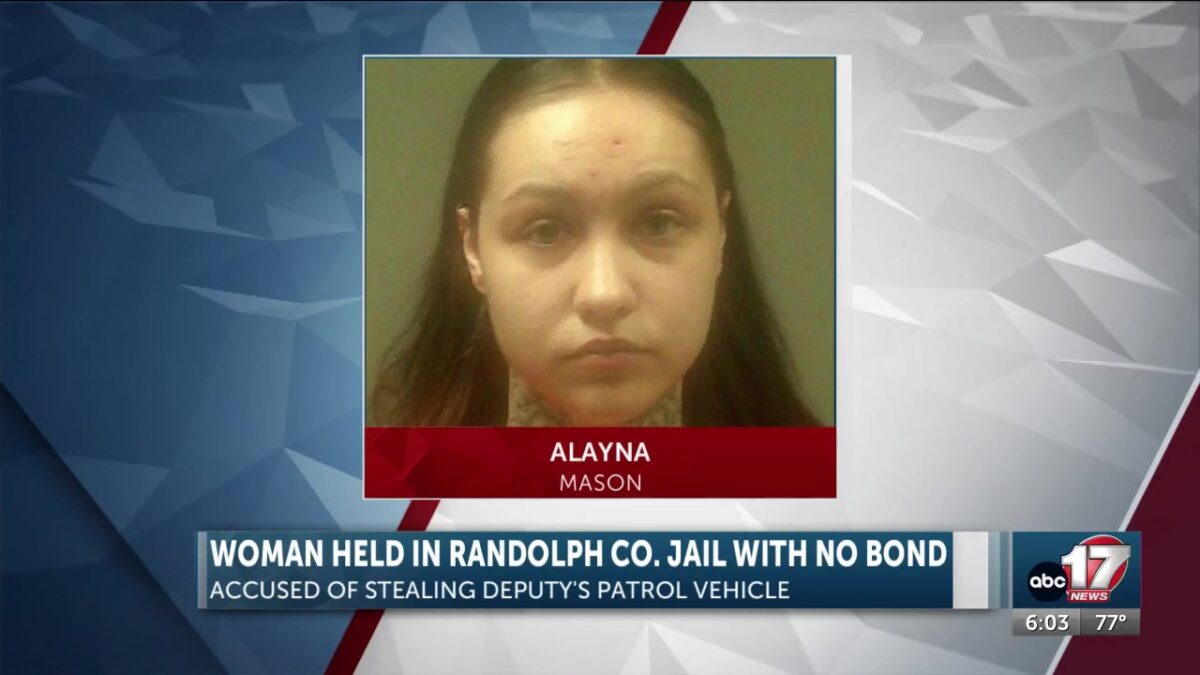 Three felony charges filed against woman accused of stealing Randolph County patrol car
