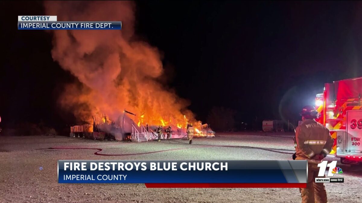 Fire destroys Blue Church in Slab City