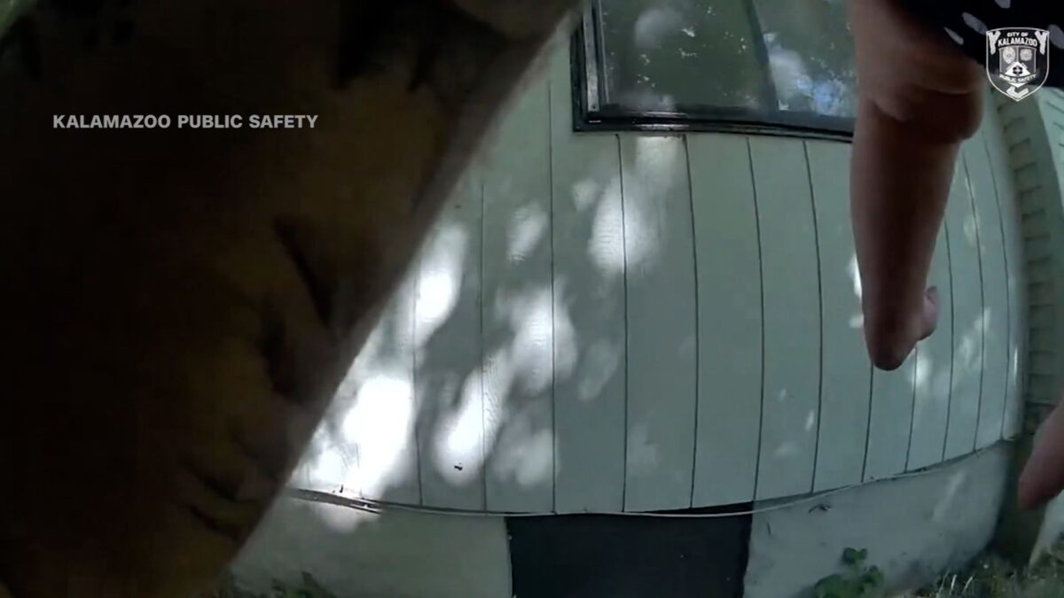 Video shows the moments a baby was tossed by its mother from a burning home and caught by a Kalamazoo