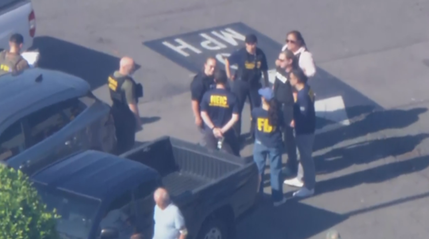 FBI warrants outside of GKN Aerospace in Garden Grove during a search warrant on Wednesday