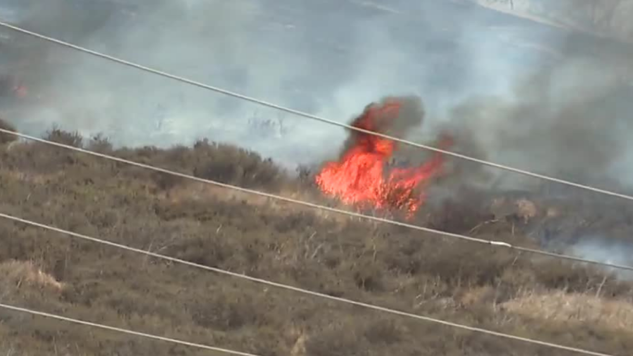 A brush fire broke out in San Diego's Sorrento Valley area Monday morning
